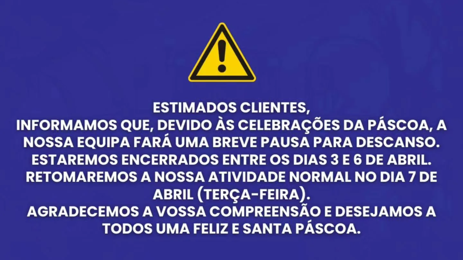 aviso horário de funcionamento